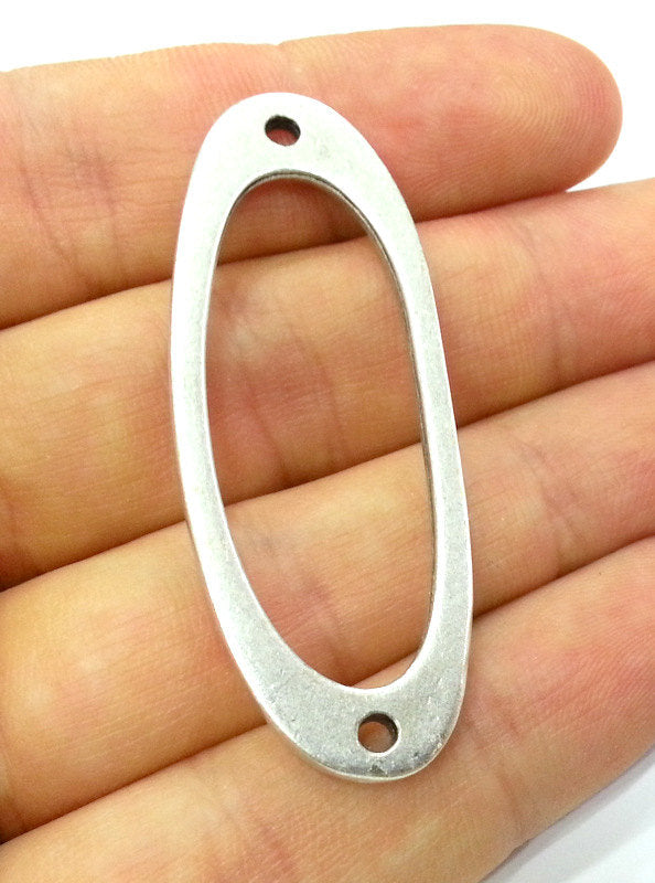 2 Antique Silver Plated Connector  with two holes (54x20 mm)  G3024