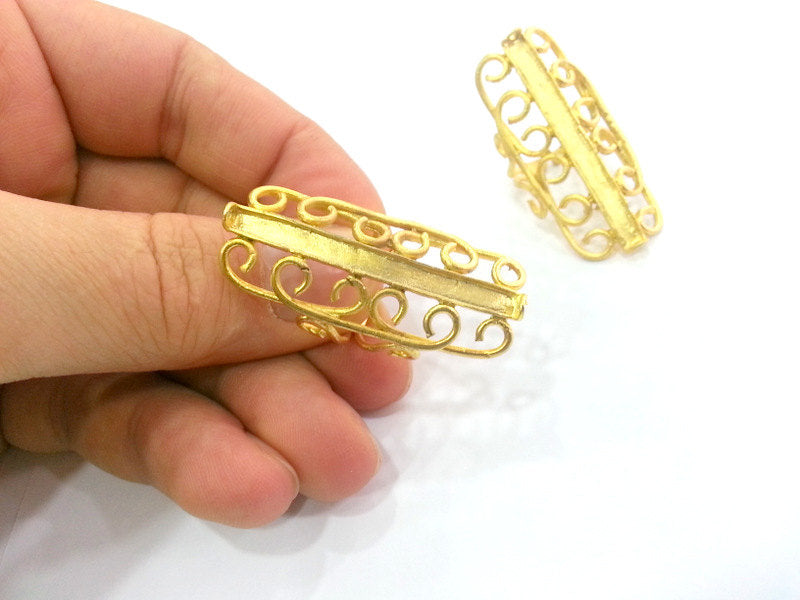 Gold Plated Brass Adjustable  Ring Blank (2mm Blank) , Findings G3040