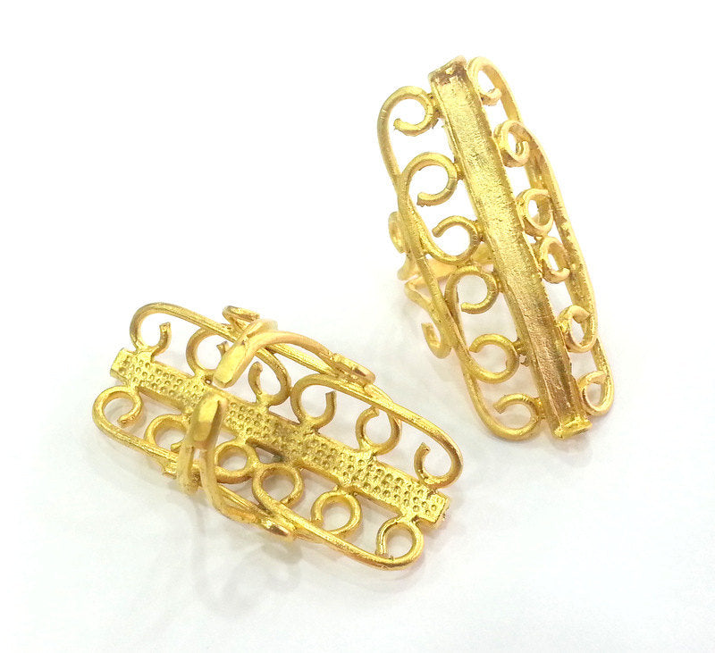Gold Plated Brass Adjustable  Ring Blank (2mm Blank) , Findings G3040