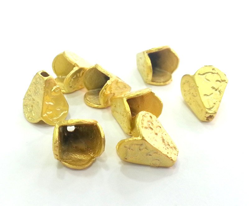 2 Pcs (13x10 mm) Cones  Findings , Gold Plated Brass  G3041