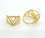 Geometric Ring Blank  (11x11x11mm blank), Gold Plated  Brass , Findings  G3047