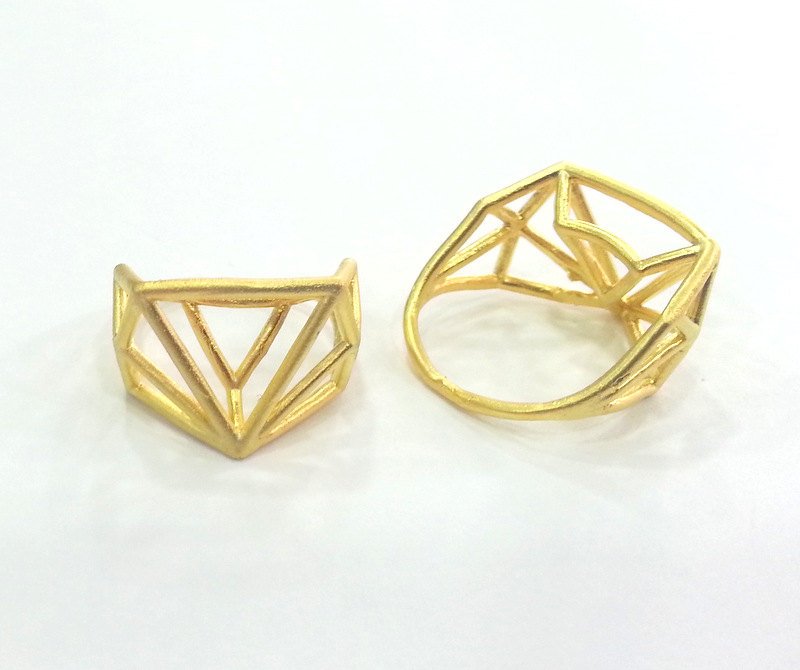 Geometric Ring Blank  (11x11x11mm blank), Gold Plated  Brass , Findings  G3047