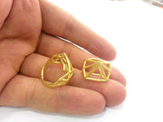 Geometric Ring Blank  (11x11x11mm blank), Gold Plated  Brass , Findings  G3047