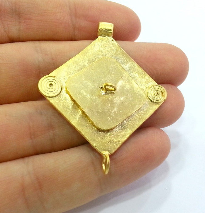 Gold Plated Brass Pendant  (40x40mm)  G3014