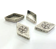 2 Pcs (28x16 mm) Oxidized Silver Plated Brass Connector  Pendants G3021