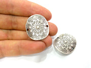 2 Silver Connector Silver Plated Connector  with two holes, Pendant  (29x22 mm)  G3023