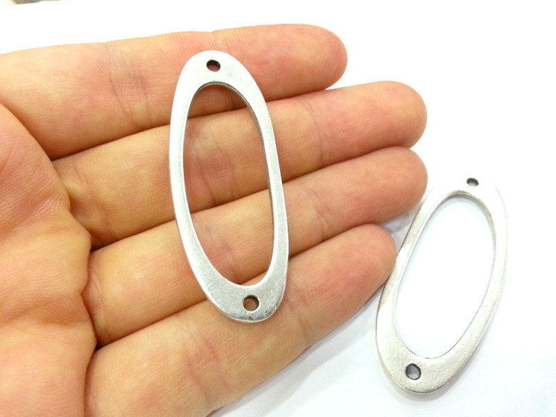 2 Antique Silver Plated Connector  with two holes (54x20 mm)  G3024