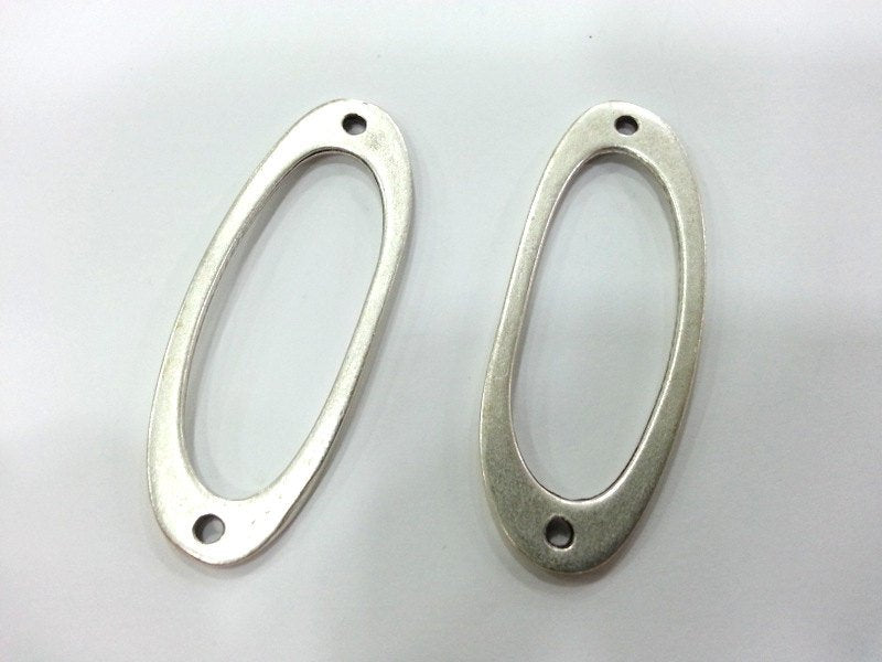 2 Antique Silver Plated Connector  with two holes (54x20 mm)  G3024