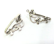 2 Pcs Silver Plated Brass Bezel Connector , Bezel, Mountings , Pendants G3028