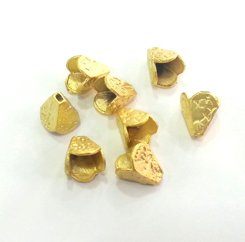 2 Pcs (13x10 mm) Cones  Findings , Gold Plated Brass  G3041