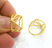 Geometric Ring Blank  (11x11x11mm blank), Gold Plated  Brass , Findings  G3047