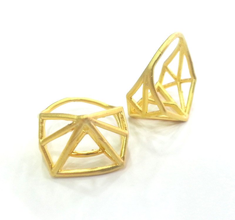 Geometric Ring Blank  (11x11x11mm blank), Gold Plated  Brass , Findings  G3047