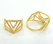 Geometric Ring Blank  (11x11x11mm blank), Gold Plated  Brass , Findings  G3047