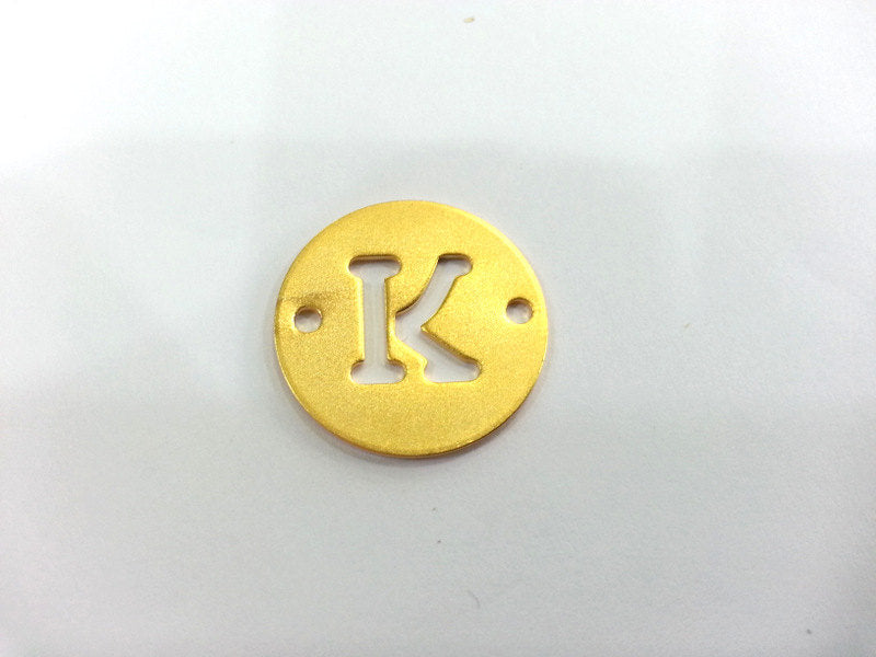 20mm   Letter K Pendant, Double Holes , Gold Plated Brass  G2324