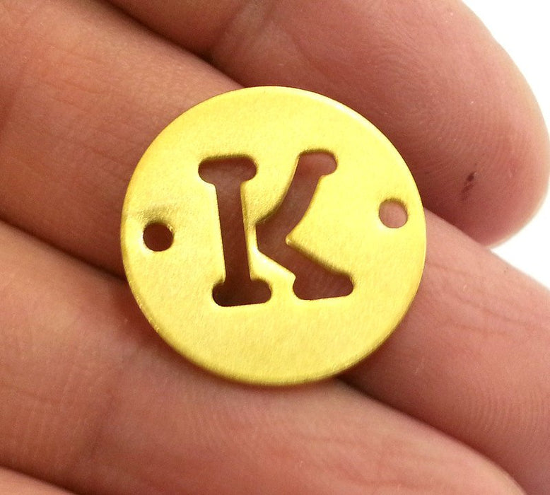 20mm   Letter K Pendant, Double Holes , Gold Plated Brass  G2324