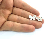 4 Silver Charms Butterfly Connector Pendant Antique Silver Plated Brass  4 Pcs (16x12 mm) G3161