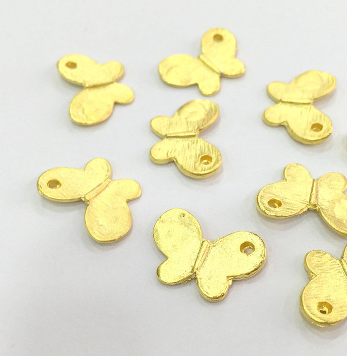 4 Pcs (16x12 mm)  Butterfly Charms, Gold Plated Brass G3160