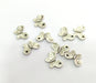 4 Silver Charms Butterfly Connector Pendant Antique Silver Plated Brass  4 Pcs (16x12 mm) G3161