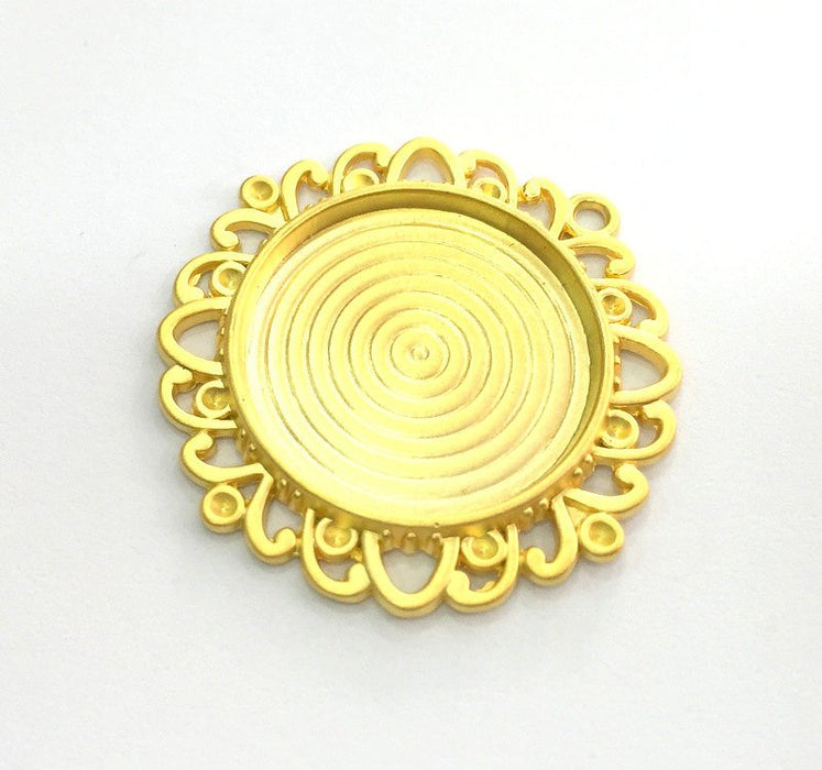 38 mm (25 mm blank)  Gold Plated Metal Blank , Mountings , Findings  G3167