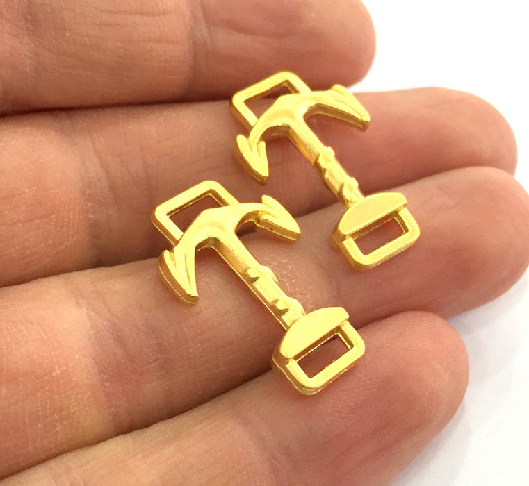 2 Anchor Connector Charms Gold Plated Metal (22x15 mm) G3173