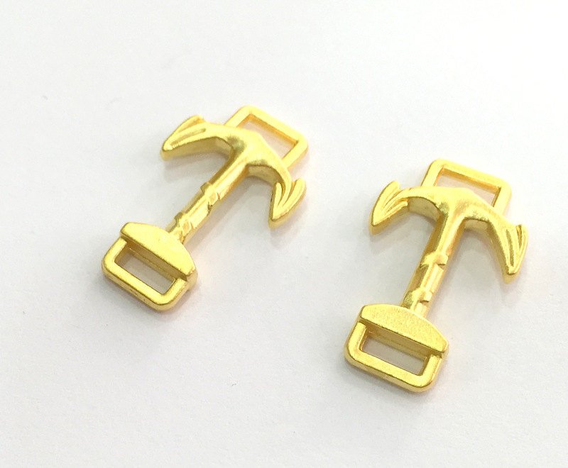 2 Anchor Connector Charms Gold Plated Metal (22x15 mm) G3173