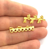2 Pcs (32x12 mm)  Seven Holes End Bars Findings , Gold Plated Metal G3164