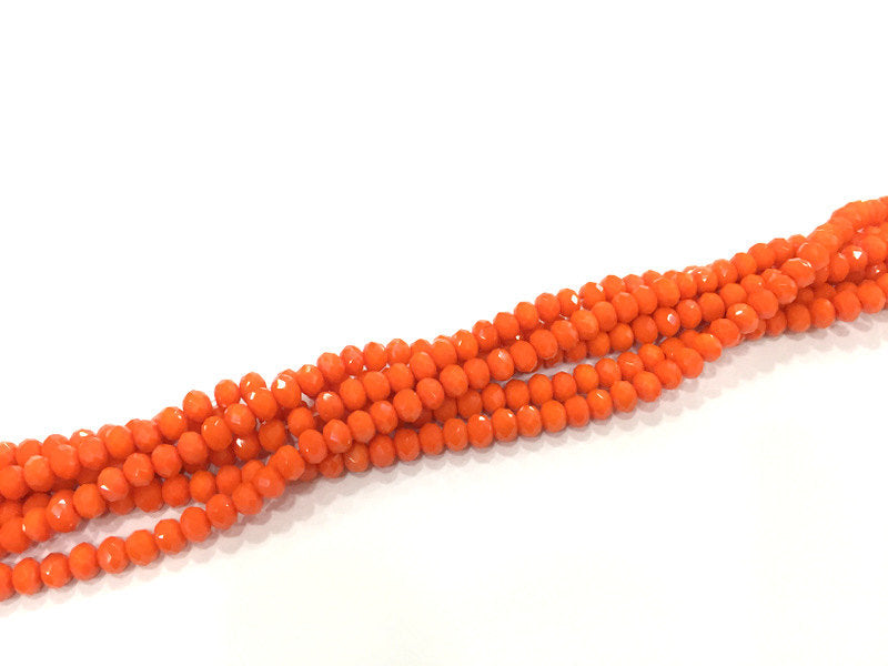 135 Pcs (4x3 mm)  Orange  Rondelle Faceted Glass Beads , 1 strand approx 45 cm ( approx 17,5 inch)  G6089