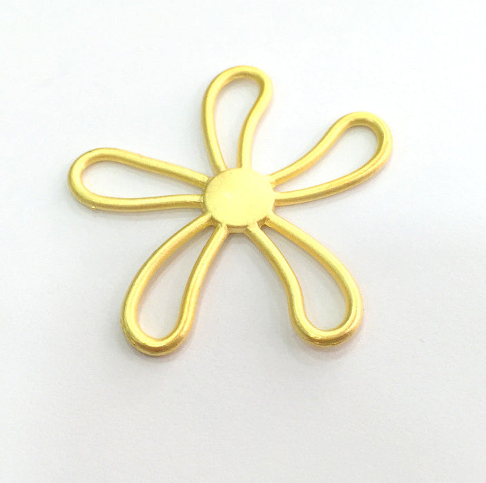 1 Pc (42x38 mm)  Flower Pendant , Gold Plated Metal G3175