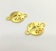 2 Pcs (24x16 mm)  Tree Charms, Gold Plated Metal G3177