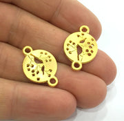 2 Pcs (24x16 mm)  Tree Charms, Gold Plated Metal G3177