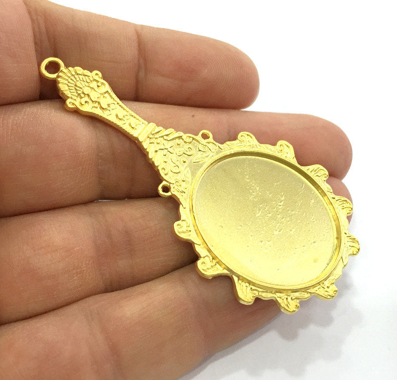 68x32 mm (30x25 mm blank)  Gold Plated Metal Blank , Mountings , Findings  G3179