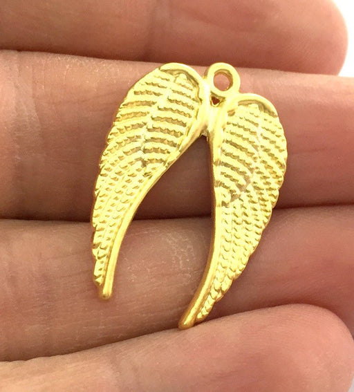 2 Pcs (30x20 mm) Gold Plated Wings Charms,  G3185