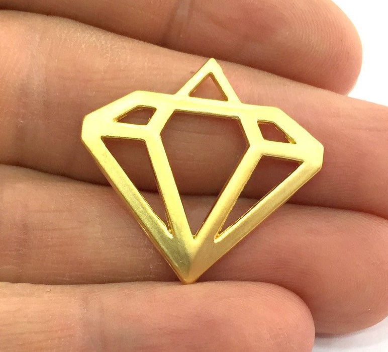 2 Pcs (30x28 mm) Gold Plated Diamond Charms, G3196