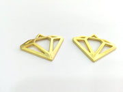 2 Pcs (30x28 mm) Gold Plated Diamond Charms, G3196