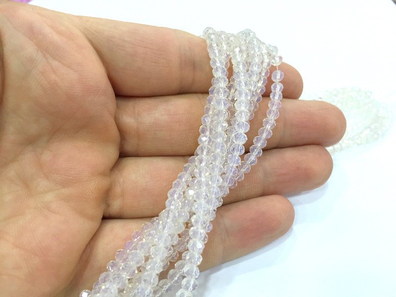135 Pcs (4x3 mm)  Opal Rondelle Faceted Glass Beads , 1 strand approx 45 cm ( approx 17,5 inch)  G6725
