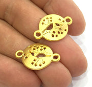 2 Pcs (24x16 mm)  Tree Charms, Gold Plated Metal G3177