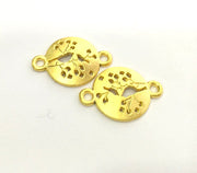 2 Pcs (24x16 mm)  Tree Charms, Gold Plated Metal G3177