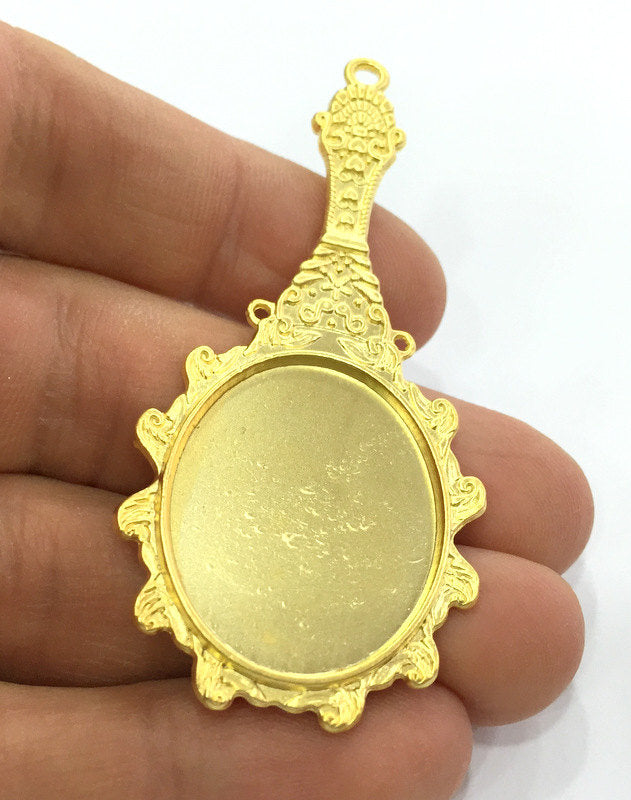 68x32 mm (30x25 mm blank)  Gold Plated Metal Blank , Mountings , Findings  G3179