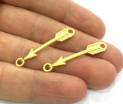 2 Gold Charms Arrow Charms, Gold Plated Metal 2 Pcs (38x5 mm)  G3181