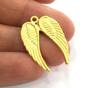 2 Pcs (30x20 mm) Gold Plated Wings Charms,  G3185