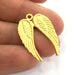 2 Pcs (30x20 mm) Gold Plated Wings Charms,  G3185