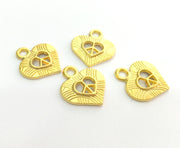6 Pcs (18x15 mm)  Heart Pendant , Gold Plated Metal G3189