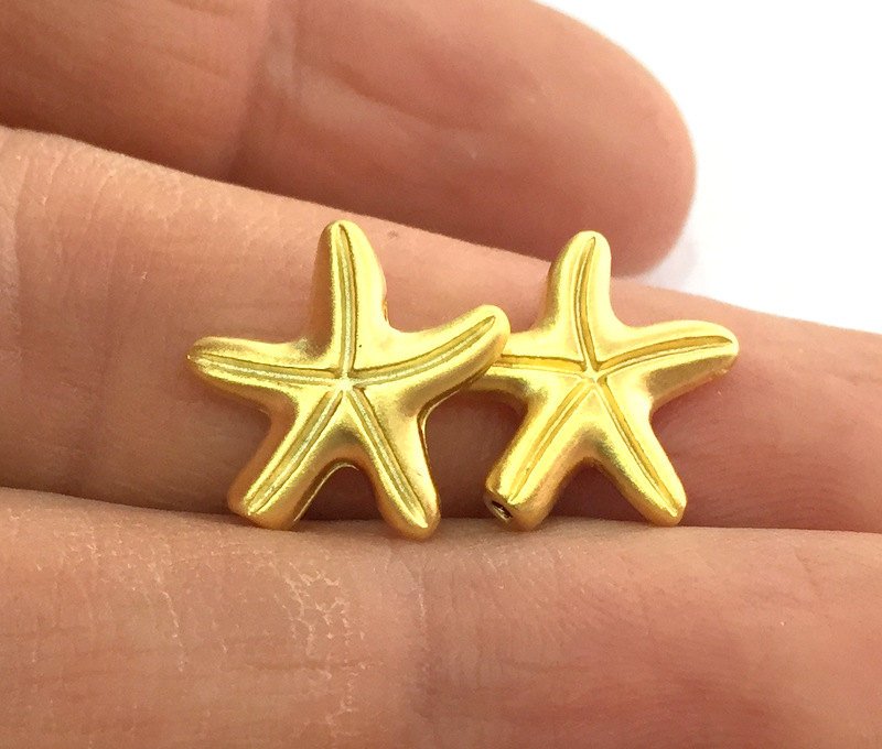 Gold Star Charms 2 Pcs (15 mm)  Gold Plated Metal G3194