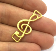 2 Gold Connector Musical Note Charms, Gold Plated Metal 2 Pcs (35x15 mm)  G3200