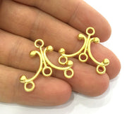 2 End Bars Findings , Gold Plated Metal  2 Pcs (28x25 mm)   G3201