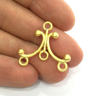 2 End Bars Findings , Gold Plated Metal  2 Pcs (28x25 mm)   G3201