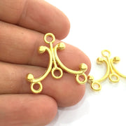 2 End Bars Findings , Gold Plated Metal  2 Pcs (28x25 mm)   G3201