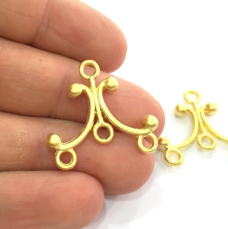 2 End Bars Findings , Gold Plated Metal  2 Pcs (28x25 mm)   G3201