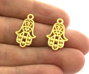 2 Gold Hand Charms, Gold Plated Metal 2 Pcs (22x14 mm)  G3206