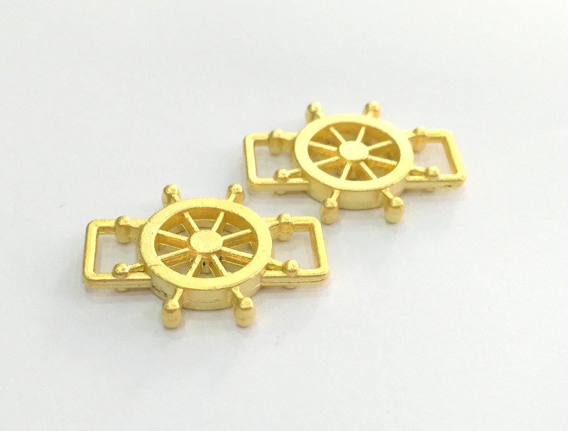 2 Gold Anchor Charms, Gold Plated Metal 2 Pcs (30x20 mm)  G3207